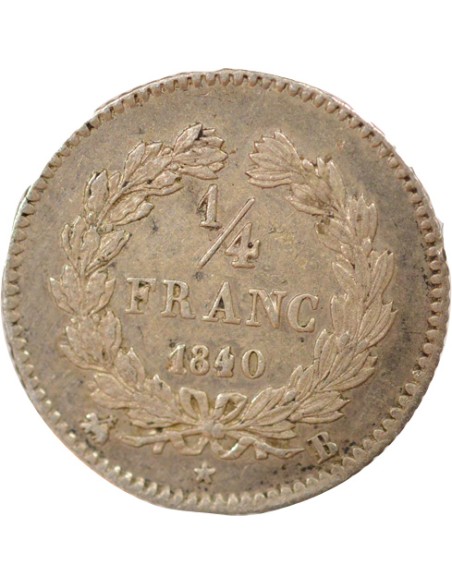Louis-Philippe Ier 1/4 franc Argent 1840 B Rouen