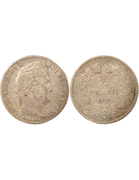 Louis-Philippe Ier 1/4 franc Argent 1839 K Bordeaux