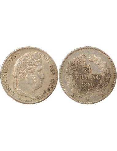 Louis-Philippe Ier 1/4 franc Argent 1840 A - Paris