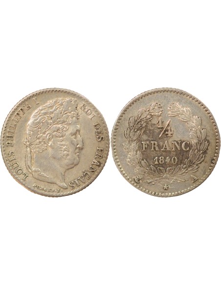 Louis-Philippe Ier 1/4 franc Argent 1840 A - Paris