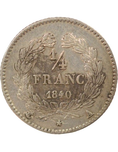 Louis-Philippe Ier 1/4 franc Argent 1840 A - Paris