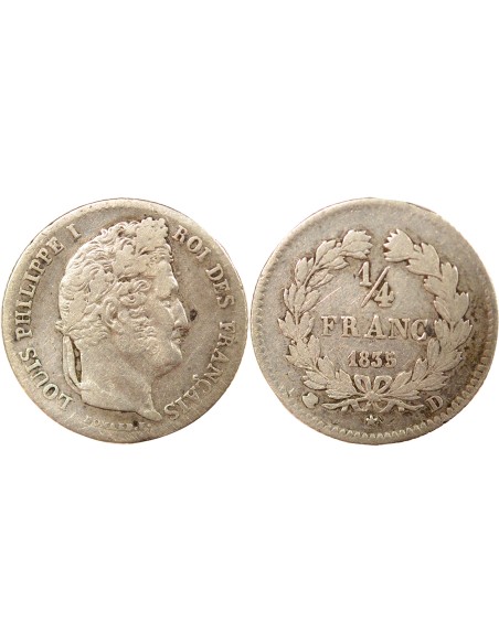Louis-Philippe Ier 1/4 franc Argent 1835 D Lyon