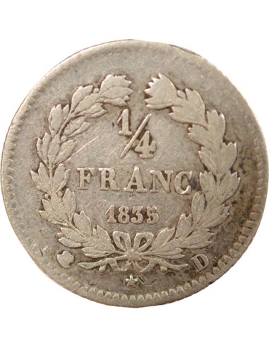 Louis-Philippe Ier 1/4 franc Argent 1835 D Lyon