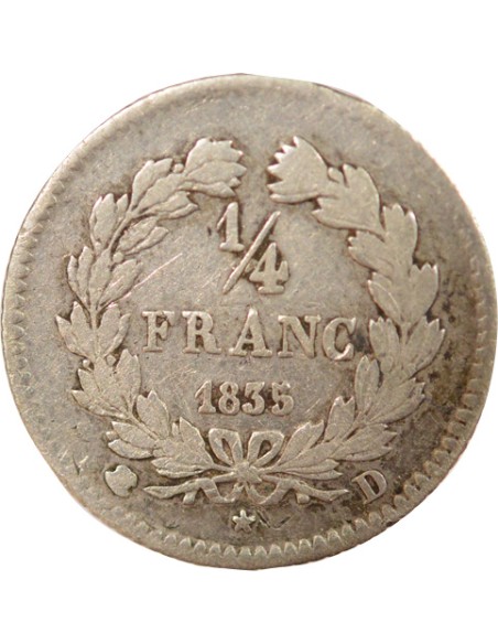 Louis-Philippe Ier 1/4 franc Argent 1835 D Lyon