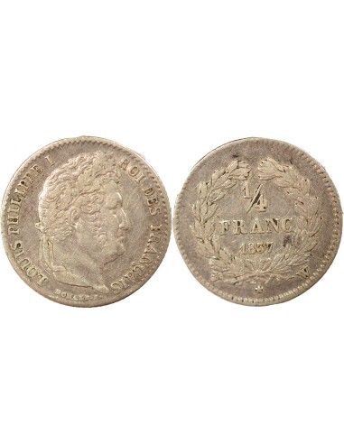 Louis-Philippe Ier 1/4 franc Argent 1837 W Lille