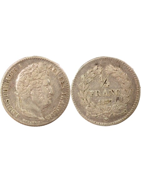 Louis-Philippe Ier 1/4 franc Argent 1837 W Lille