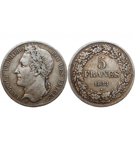 Belgique BELGIQUE - 5 FRANCS LEOPOLD I 1833