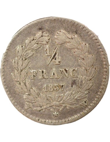 Louis-Philippe Ier 1/4 franc Argent 1837 W Lille