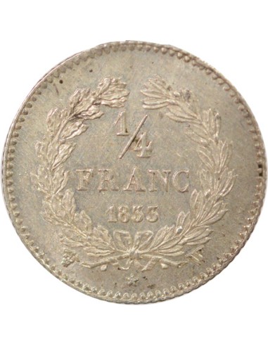 Louis-Philippe Ier 1/4 franc Argent 1833 W Lille
