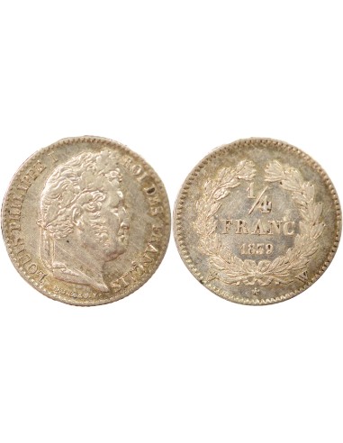 Louis-Philippe Ier 1/4 franc Argent 1839 W Lille