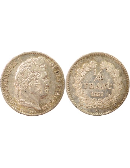 Louis-Philippe Ier 1/4 franc Argent 1839 W Lille