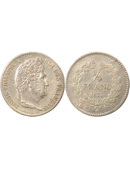 Louis-Philippe Ier 1/4 franc Argent 1833 K Bordeaux