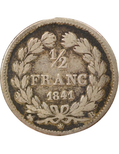 Louis-Philippe Ier 1/2 franc Argent 1841 B Rouen
