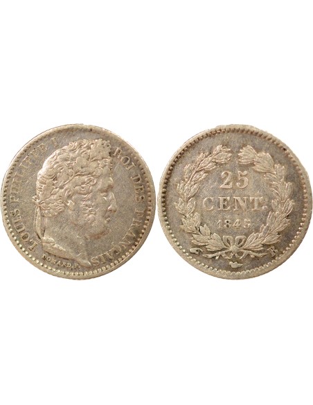 Louis-Philippe Ier 25 centimes Argent 1845 B Rouen