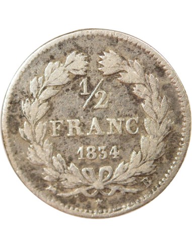 Louis-Philippe Ier 1/2 franc Argent 1834 B Rouen