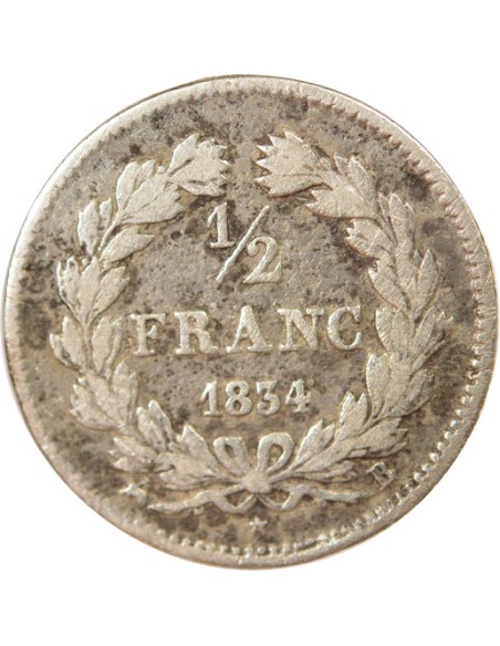 Louis-Philippe Ier 1/2 franc Argent 1834 B Rouen