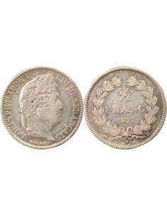Louis-Philippe Ier 1/2 franc Argent 1837 B Rouen