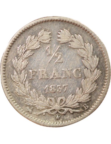 Louis-Philippe Ier 1/2 franc Argent 1837 B Rouen