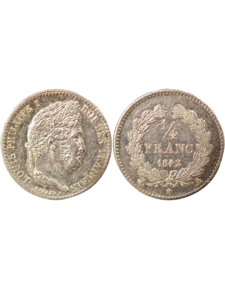 Louis-Philippe Ier 1/4 franc Argent 1842 A - Paris