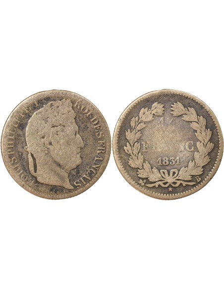 Louis-Philippe Ier 1/2 franc Argent 1831 B Rouen