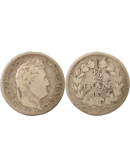 Louis-Philippe Ier 1/2 franc Argent 1839 W Lille