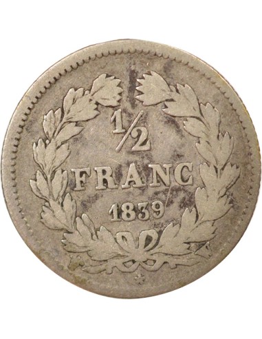 Louis-Philippe Ier 1/2 franc Argent 1839 W Lille