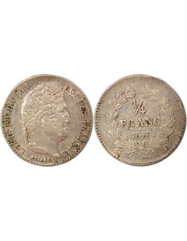 Louis-Philippe Ier 1/4 franc Argent 1843 B Rouen