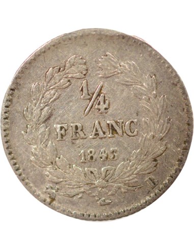 Louis-Philippe Ier 1/4 franc Argent 1843 B Rouen