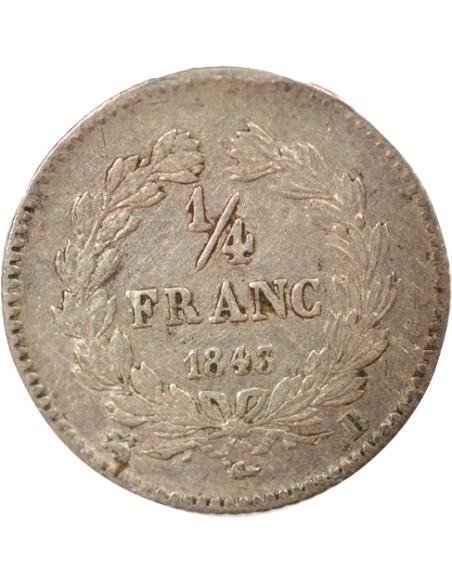 Louis-Philippe Ier 1/4 franc Argent 1843 B Rouen