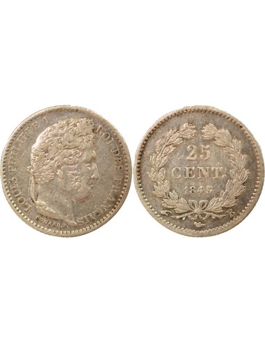 Louis-Philippe Ier 1/4 franc Argent 1845 B Rouen