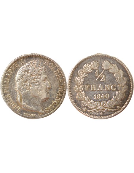 Louis-Philippe Ier 1/2 franc Argent 1840 A - Paris