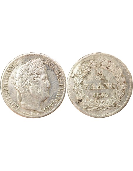Louis-Philippe Ier 1/2 franc Argent 1842 A - Paris