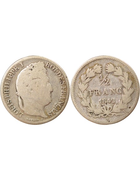 Louis-Philippe Ier 1/2 franc Argent 1842 B Rouen