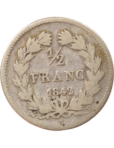 Louis-Philippe Ier 1/2 franc Argent 1842 B Rouen