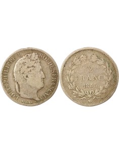 Louis-Philippe Ier 1/2 franc Argent 1845 B Rouen