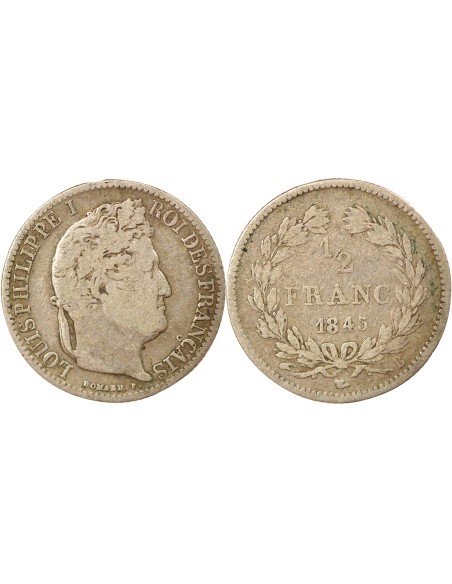 Louis-Philippe Ier 1/2 franc Argent 1845 B Rouen