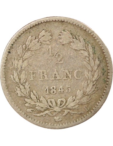 Louis-Philippe Ier 1/2 franc Argent 1845 B Rouen
