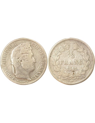 Louis-Philippe Ier 1/2 franc Argent 1845 A - Paris