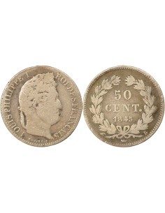 Louis-Philippe Ier 50 centimes Argent 1845 B Rouen