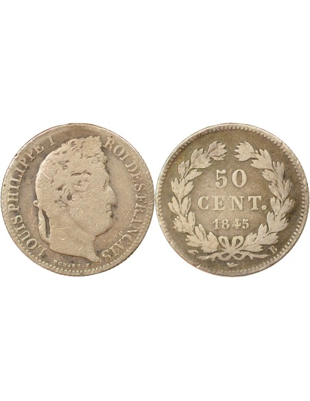 Louis-Philippe Ier 50 centimes Argent 1845 B Rouen