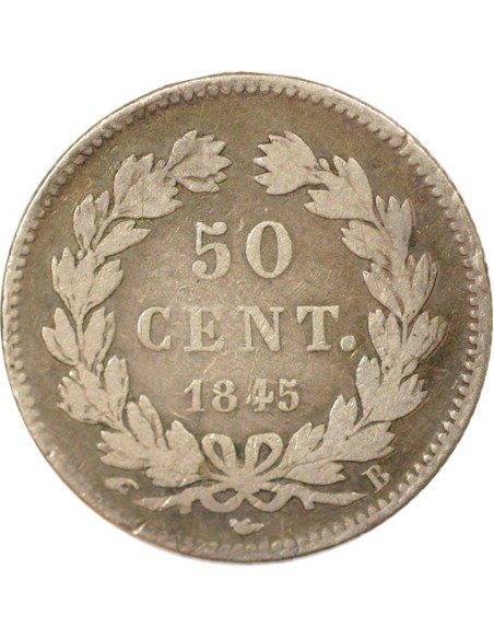 Louis-Philippe Ier 50 centimes Argent 1845 B Rouen