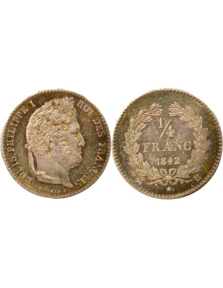 Louis-Philippe Ier 1/4 franc Argent 1842 B Rouen
