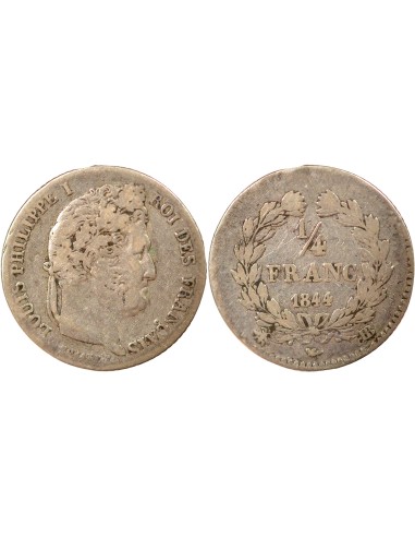 Louis-Philippe Ier 1/4 franc Argent 1844 BB Strasbourg