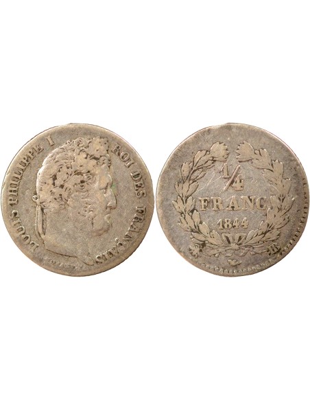 Louis-Philippe Ier 1/4 franc Argent 1844 BB Strasbourg