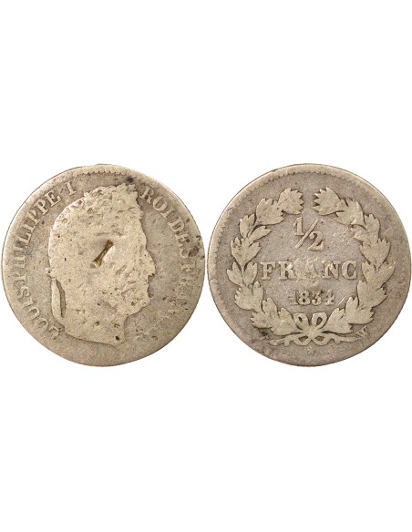 Louis-Philippe Ier 1/2 franc Argent 1834 W Lille