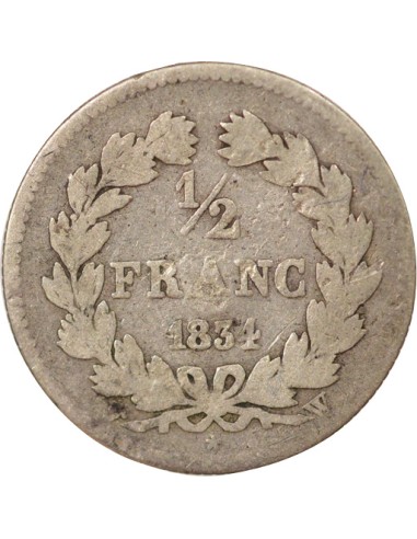 Louis-Philippe Ier 1/2 franc Argent 1834 W Lille