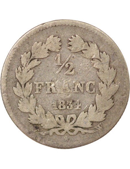 Louis-Philippe Ier 1/2 franc Argent 1834 W Lille