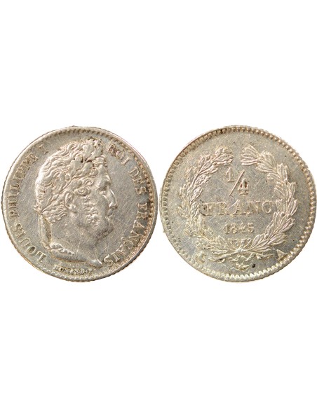 Louis-Philippe Ier 1/4 franc Argent 1845 A - Paris
