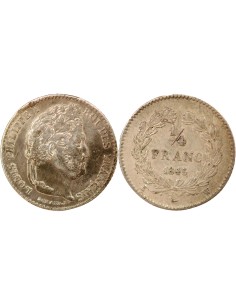 Louis-Philippe Ier 1/4 franc Argent 1845 W Lille