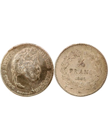 Louis-Philippe Ier 1/4 franc Argent 1845 W Lille